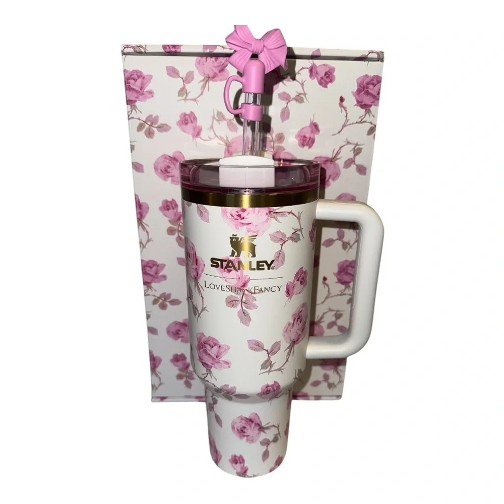 40oz Stanley x LoveShackFancy Limited Edition Tumbler Ribbon Rosa AUTHENTIC NWB - Picture 5 of 11